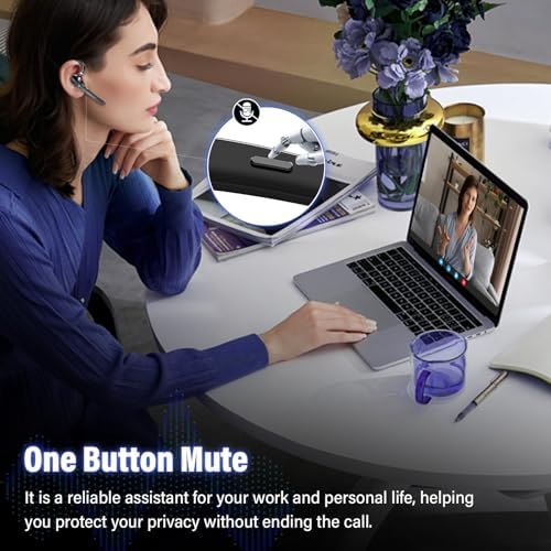 Bluetooth Headset, 90Hrs Bluetooth 5.3 Earpiece, APTX HD Audio, Mute Button - Image 5