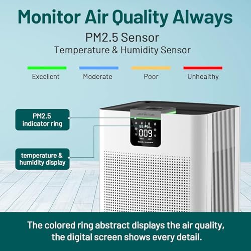 Smart Air Purifiers for Home Large Room Office Up to 4575 ft², APP & Alexa, Dual HEPA & Carbon Air Filter, Quiet Large Air Purifier for 99.97% Dust Pollen Smoke Pet Dander Allergies Odors VOCs, JF999 - Image 6