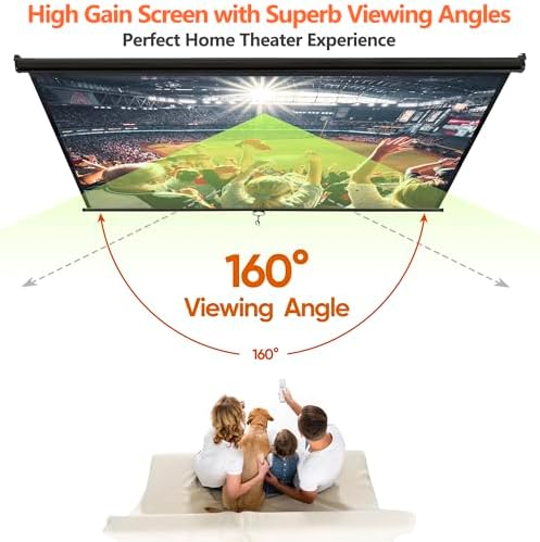 SUPER DEAL 100'' 16:10 HD Projection Screen Foldable Anti-Crease Portable Projector Movie Screen Manual Pull Down for Home Theater Presentation Education Outdoor Indoor Public Display, Black - Image 3