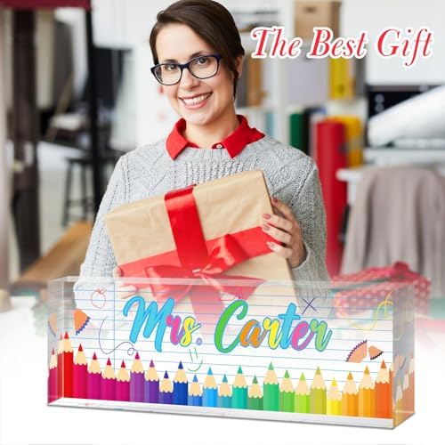 Custom Name Plate for Desk - Desk Name Plate Personalized - Acrylic Office Desk Accessories - Teacher Appreciation Gifts for Coworkers Employee Staff - Office Decor for Women Men (Teacher Gifts A) - Image 3