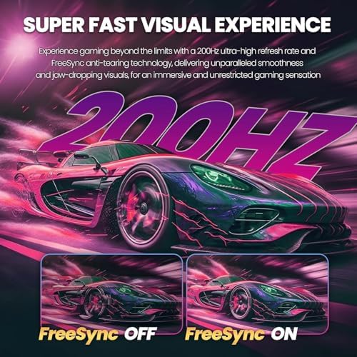ZZA 27 Inch Curved Monitor 1800R FHD 1080p 200Hz, 27 Inch Gaming Monitor 1ms GTG VA 4000:1 120% sRGB, AMD FreeSync HDR Low Blue Light, HDMI DisplayPort VESA, for FPS Racing - Image 5