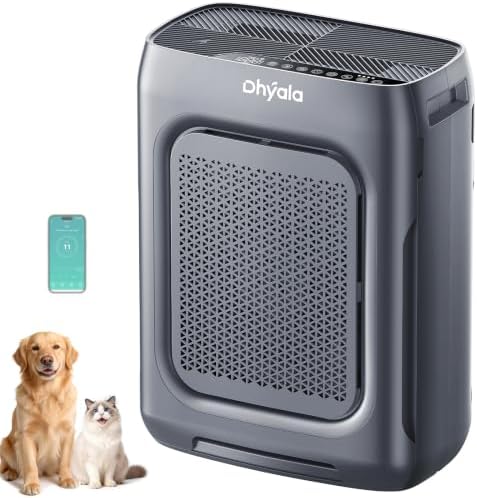 Air Purifier for Home Bedroom Large Room up to 3000Ft², HEPA Air Purifier with Washable Double-Sided Filters, Smart WiFi, AQI Display, Air Cleaner for Pets, Dust, Pollen, 15dB Sleep Mode, Gary by DHYALA
