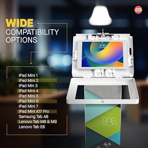 Locking Stand Kiosk – CTA Premium Small Locking Support Base Kiosk with Steel Body and Heavy-Duty Security Enclosure - iPad mini A17 Pro & 1/2/3/4/5/6 - Samsung Tab A 8″ - Image 4