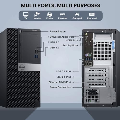 Dell Tower Desktop PC – Intel Core i7-7700 7th Gen Processor – 16GB DDR4 RAM – 256GB SSD – Keyboard & Mouse – Wi-Fi – Office, Home, Business Desktop Computer Windows 11 Pro (Renewed) - Image 2