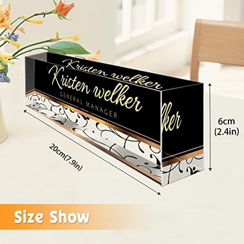 Desk Name Plate Personalized, Custom Name Plates for Desks, Personalized Acrylic Name Plate for Desk, Office Gifts for Coworkers, Boss, Teacher/Employee Appreciation Gifts (Black/Gold Stripe) - Image 6