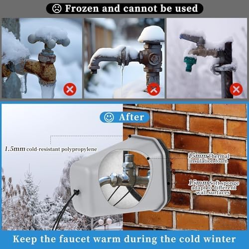 2 Pack 2026 Upgrade Extra Large Outdoor Faucet Cover for Winter Freeze Protection 8.5x7x5.5in Thick Plastic Foam Hose Bib Spigot Cover Winter Insulated with Reflective Strips (Gray) - Image 3