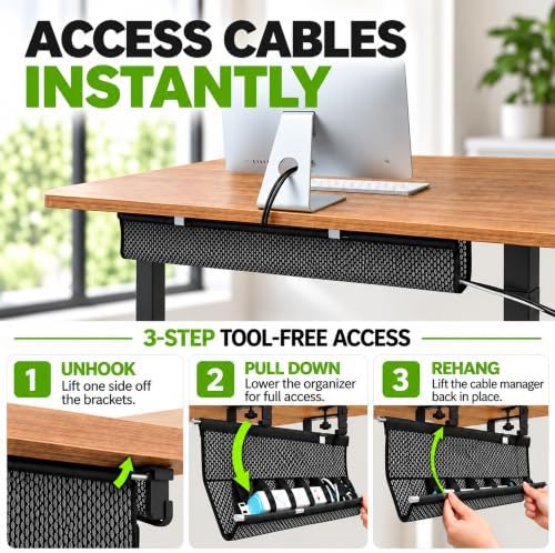 Mesh Cable Management Tray Under Desk Cord Organizer - 38" - Image 5