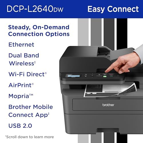 Brother DCP-L2640DW Wireless Compact Monochrome Multi-Function Laser Printer with Copy and Scan, Duplex, Black & White Output | Includes Refresh Subscription Trial(1), (Renewed Premium) - Image 5