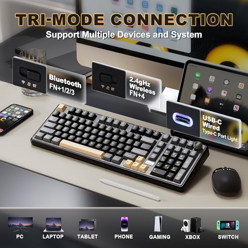 YUNZII B98 PRO 96% Wireless Mechanical Keyboard (Black, Milk Switch) - Image 3