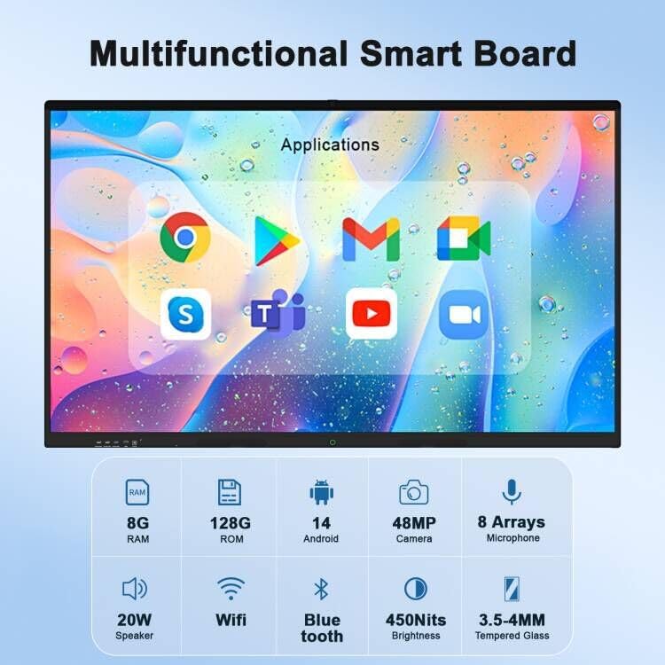 55″ Smart Board, 4K UHD Touchscreen Display Electronic Whiteboard,Android 14 Built in Ultra High Definition Camera Open App Ecosystem, Interactive Whiteboard for for Business Office Classroom Home - Image 2