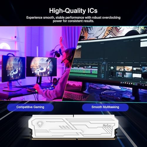 Netac DDR4 DRAM 32GB Kit16GBx2 C16 3200MHz XMP 2.0 Dual Channel RAM (PC4-25600) 1.35V 288-Pin Upgraded Aluminum Heat Sink Ideal for Gaming Computer Upgrade - Shadow III White - Image 7