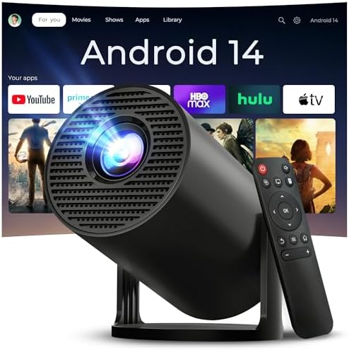 [Built-in Apps] Mini Projector 4K Supported, Android TV OS & Phone Remote by LYNCAST