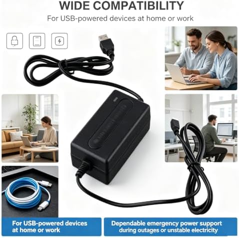 5V 2A Uninterruptible Power Supply with 3200MAh Mini Ups Battery Backup for Modem, Security Camera, and USB Devices, Smart Charging with Over-Temperature and Over-Current Protection, Black - Image 5