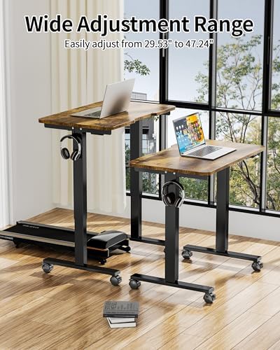 Okin Electric Standing Desk 31.5x19.7 Inches Small Computer Desk-Whole Piece Stand up Desk with Wheels Gaming Rolling Home Office Desks, Rustic Brown - Image 6