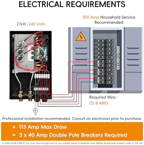 27kW Electric Tankless Water Heater 240V ETL Certified WiFi - Image 2
