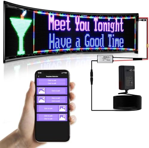 Double Row Programmable LED Signs | Business Scrolling LED Sign | Flexible LED Advertising Sign | Bluetooth APP | Custom Editor Text | for Store Bars Hotel (37"x 8") by GOTUS