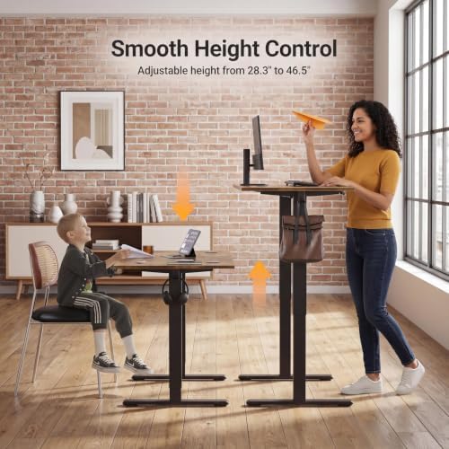 Claiks Electric Small Standing Desk, 35x20 Inch, Rustic Brown - Image 4