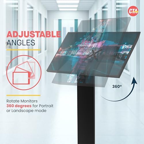 Floor Stand Kiosk - CTA Heavy-Duty VESA Compatible Floor Stand with Interior Cable Routing System and Scratch Resistant Padding on Weighted Base and Kitting Capabilities (ADD-PARAFS) – Black - Image 4