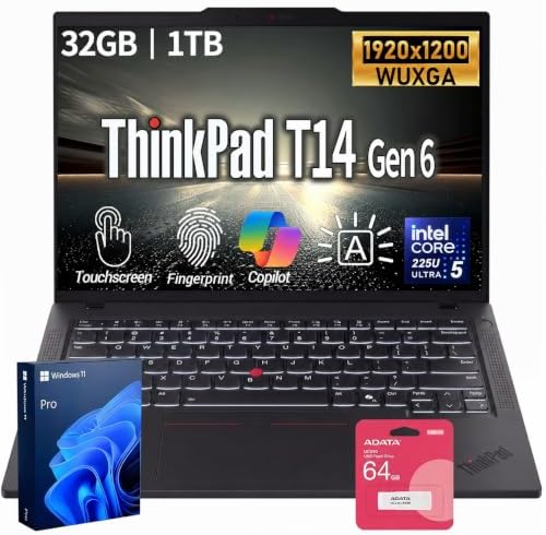 Lenovo ThinkPad T14 FHD+ Touch Business AI Laptop, Intel Core Ultra 5 225U by LENOVO