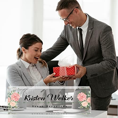 SalaGraphics Desk Name Plate Personalized, Custom for Desk, Office Decor Women Men, Acrylic Accessories, Gifts Coworkers Boss Teacher, Employee Appreciation (Flowers C),8''(L)x2.5(W) - Image 5