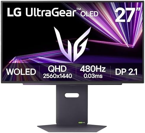 LG 27GX790A-B 27-inch Ultragear OLED Gaming Monitor QHD 1440p 480Hz, 0.03ms, DisplayPort 2.1, True Black 400, NVIDIA G-Sync, AMD FreeSync Premium Pro, HDMI, USB, Tilt/Height/Swivel/Pivot Stand, Black by Unknown