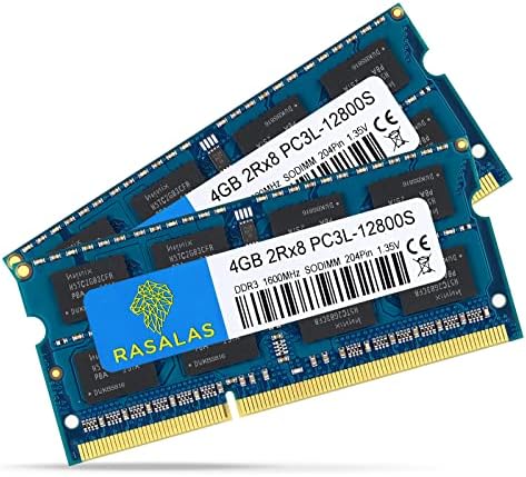 Rasalas 8GB kit (2x4GB) DDR3L 1600MHz SODIMM PC3L-12800 (PC3L-12800S) SODIMM CL11 Non-ECC Unbuffered 204 Pin Laptop, Notebook,AIO Computer RAM Memory Upgrade by Rasalas