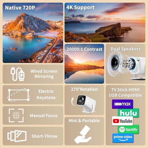 Mini Projector with 4K Support, Portable Short Throw Proyector - Image 3