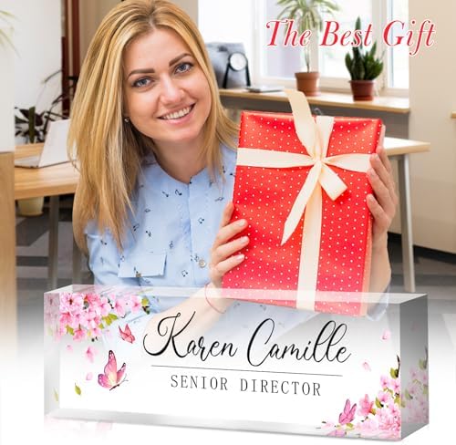 Custom Office Name Plate for Desk - Name Plate Personalized Gifts for Coworkers, Boss, Teacher, Social Worker - Acrylic Office Desk Decor for Women Men - Employee Appreciation Gifts (pink) - Image 3