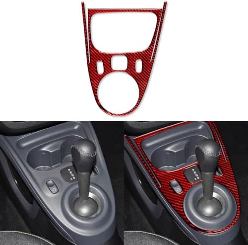 Real Soft Red Carbon Fiber Car Center Console Gear Shift Transmission Panel Trim Sticker Auto Interior Decoration Accessories Compatible with Benz Smart 2016 2017 2018 2019 2020 2021 by PJFUS