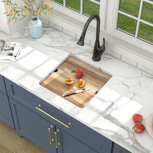 Lordear 18 Inch Undermount Granite Composite Bar Sink 18"x18" Composite Quartz Kitchen Sinks Black Single Bowl Under Counter Ledge Workstation Bar Prep RV Sink Basin - Image 3