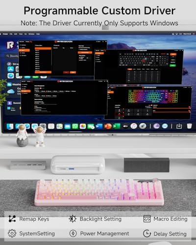 EWEADN V102 Wireless Keyboards, 98 Key Gaming Keyboard with Screen & Media Knob, Custom RGB Backlit, Tri-Mode BT5.0/2.4GHz/Wired Membrane Bluetooth Keyboard, Quiet Typing for PC/Mac-Gradient Pink - Image 5
