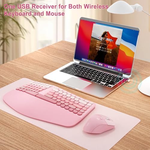 Ergonomic Wireless Keyboard Mouse, Gaming Typewriter Set with Wrist Rest - Image 4