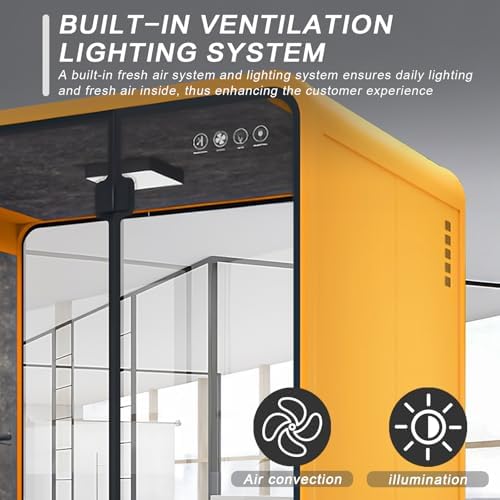 Modern Office Pod Booth 63IN (Honeycomb Aluminum Panel)(Reduce The Sound by 30-40 Decibels) Curved Corner Design,Central Lighting,for Negotiation Room - Image 5