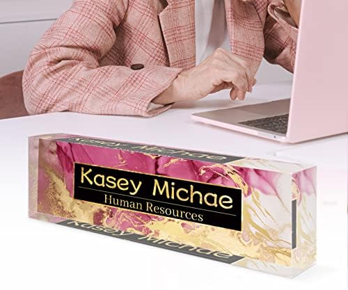SalaGraphics Desk Name Plate Personalized, Custom for Desk, Office Decor Women Men, Acrylic Accessories, Gifts Coworkers Boss Teacher, Employee Appreciation (Red/Gold) 8”(L)x2.5(W) - Image 5
