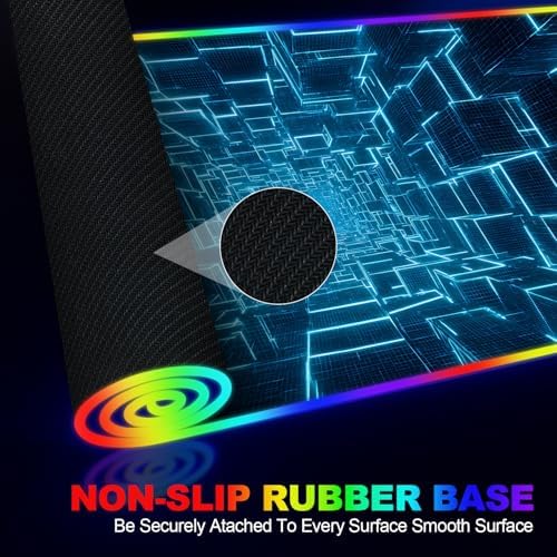 Wireless Charging RGB Gaming Mouse Pad, 31.5 x 11.8 Inch Extended Mouse Mat with Cyber Tunnel Design, LED Desk Pad with 7 Lighting Modes, Non-Slip Base for Gaming & Office - Image 5