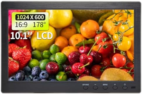 10.1 inch LCD Security Monitor & Displays, 1024 * 600 Resolution,BNC/AV Input, Built-in Dual Speakers Portable Monitor, Suitable for TV CCTV DVD CCD by Qcvoruno