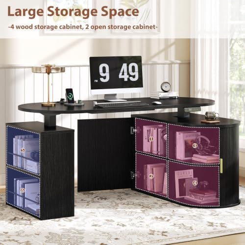 HSH Electric Standing Desk with Storage Cabinet Black 60" Home Office Desks - Image 4