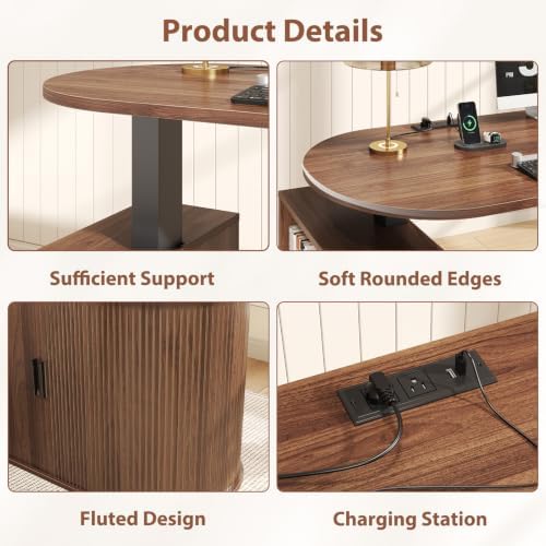 HSH Electric Standing Desk with Storage Cabinet Walnut 60" Home Office Desk - Image 3
