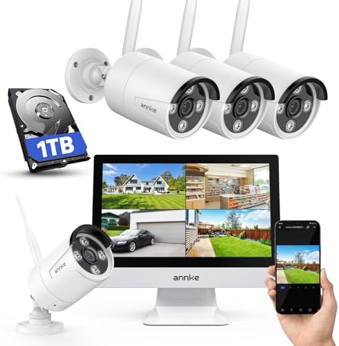 ANNKE 5MP Wireless Security Camera System, 12" Monitor, 4 Cameras, 1TB HDD by ANNKE