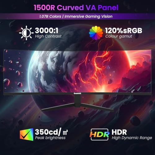 Gawfolk 49 inch Curved Gaming Monitor, 5120x1440 DQHD Ultra Wide Monitor - Image 5