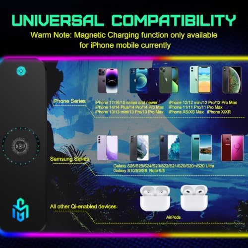 GIM 15W Wireless Charging RGB Gaming Mouse Pad, LED Mouse Pad 800x300x4MM, 10 Light Modes Extra Large Mousepad Non-Slip Rubber Base RGB Desk Mat for Gaming, MacBook, PC, Laptop, Desk (Planetary) - Image 6