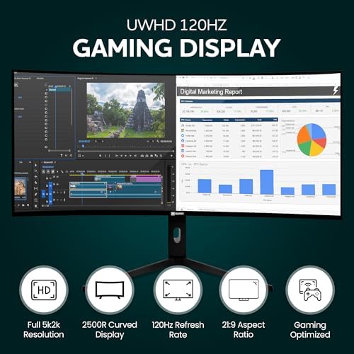 M² Vision 40" 5K2K Ultrawide Monitor, 5120x2160, 120Hz, USB-C 65W, IPS Black, MacBook Compatible, HDR600, Height Adjustable Stand - Image 5