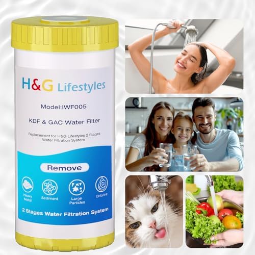 H&G Lifestyles 10" x 4.5" Whole House KDF and Carbon Water Filter, Reduce Chlorine Heavy Metal Improve Water Taste,Compatible with 84637, WPX5BB97P, PC10, 355214-45, 355215-45, WP10BB97P, WP5BB97P - Image 5