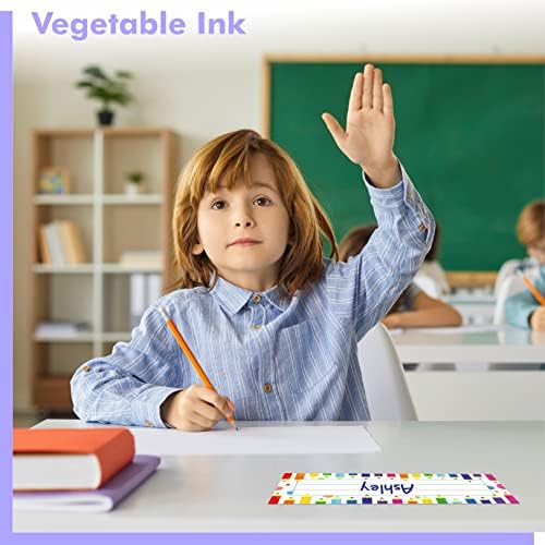 40PCS Desk Nameplates, Double Sided PET Film Desk Name Tags Erasable & Reusable Traditional Manuscript Name Plate Classroom Decoration for School Student (10” x 2.8”) - Image 5