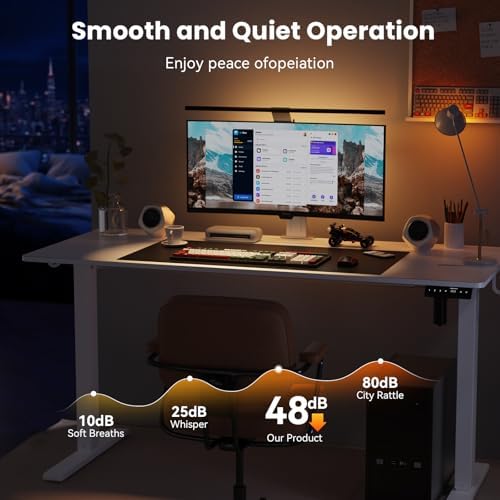 WALKINGDESK 40x24 Inches Height Adjustable Electric Standing Desk with 2 Hooks for Home Office, Ergonomic Sit Stand up Desk with Splice Board, White - Image 5