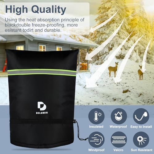DELSWIN Backflow Preventer Pipe Insulation Cover - 16" W X 20" H Insulated Pouch for Winter Freeze Protection, Waterproof Sprinkler Valve Covers for Outside Irrigation, Well Head, Well Pump, Faucet - Image 5