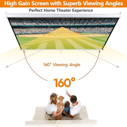 SUPER DEAL 72'' 4:3 HD Projection Screen Foldable Anti-Crease Portable Projector Movie Screen Manual Pull Down for Home Theater Presentation Education Outdoor Indoor Public Display, White - Image 3