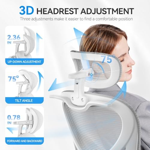 Ergonomic Office Chair, Mesh Home Office Desk Chairs with 3D Headrest - Image 3