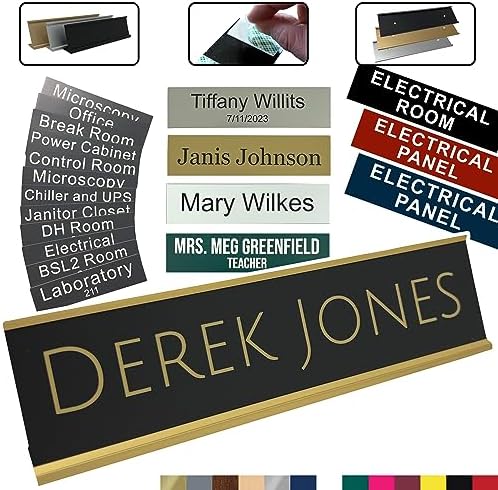 Personalized Desk Name Plates - Custom Office Wall or Desk Name Plates With Aluminum Holder With Two Lines of Laser Engraved Text, 2" x 8" - Image 5