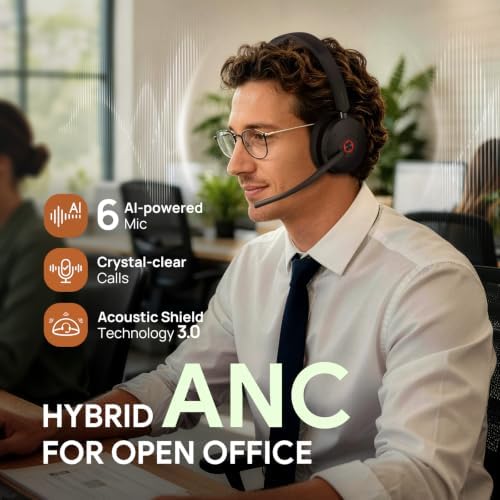 Yealink BH74 with Stand ANC Wireless Headset with Microphone for PC, Bluetooth Headset Noise Cancelling with 6 AI Mic, 32H Talk Time&Mute Button, Microsoft Teams Premium Open Office Certified for Work - Image 2